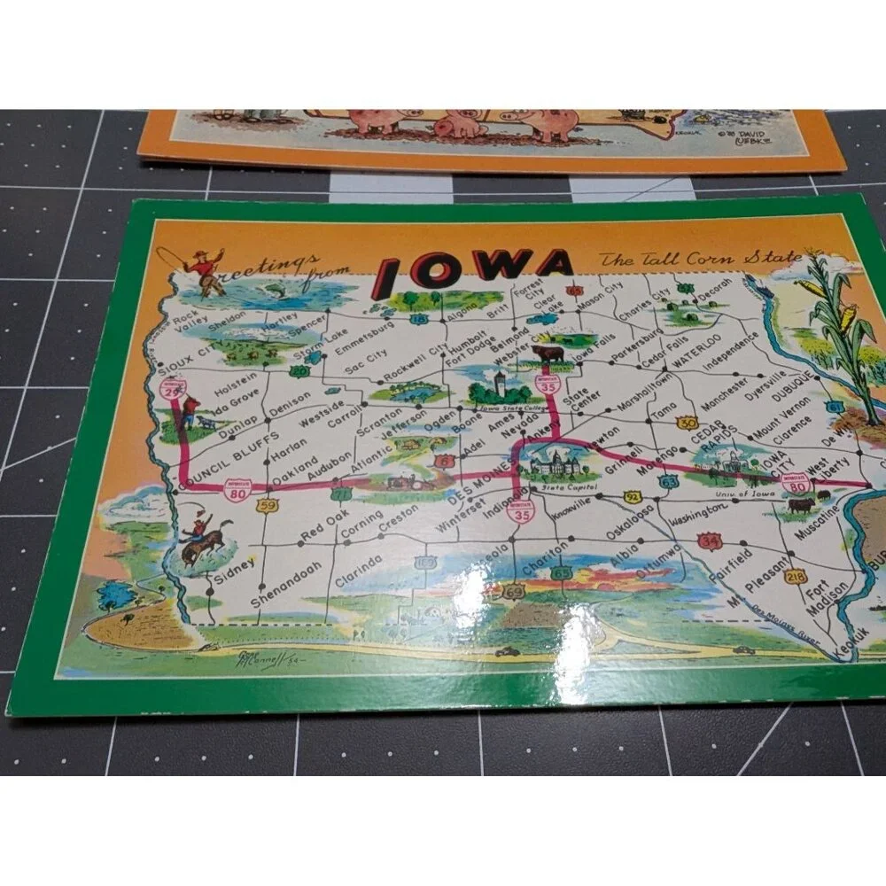 Iowa State Post cards 1988 DAVID UEBKE +‎ other lot of 5 unposted